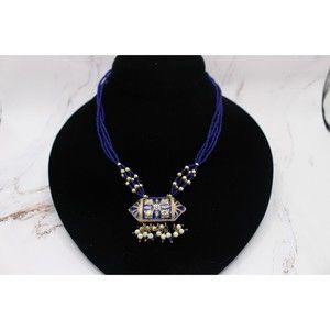 East Indian Style Beaded Necklace. Blue. 16" in Length